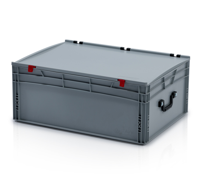 Eurobehälter mit Deckel 80x60x33,5 – 2 Koffergriffe an der kurzen Seite