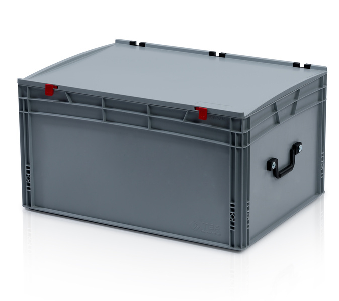Eurobehälter mit Deckel 80x60x43,5 – 1 Koffergriff an der kurzen Seite