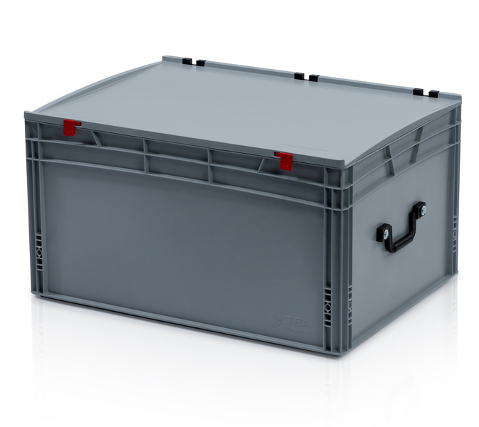 Eurobehälter mit Deckel 80x60x43,5 – 2 Koffergriffe an der kurzen Seite