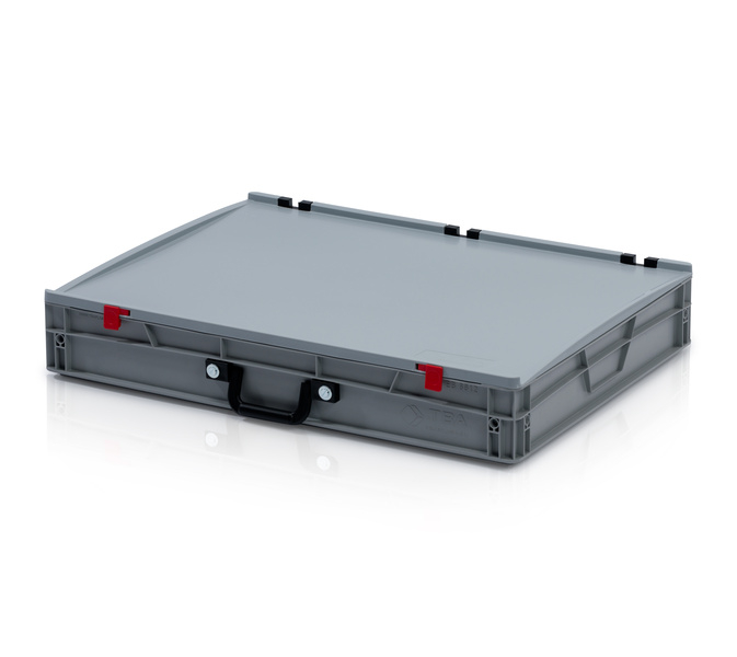 Eurobehälter mit Deckel 80x60x13,5 – 1 Koffergriff an der langen Seite