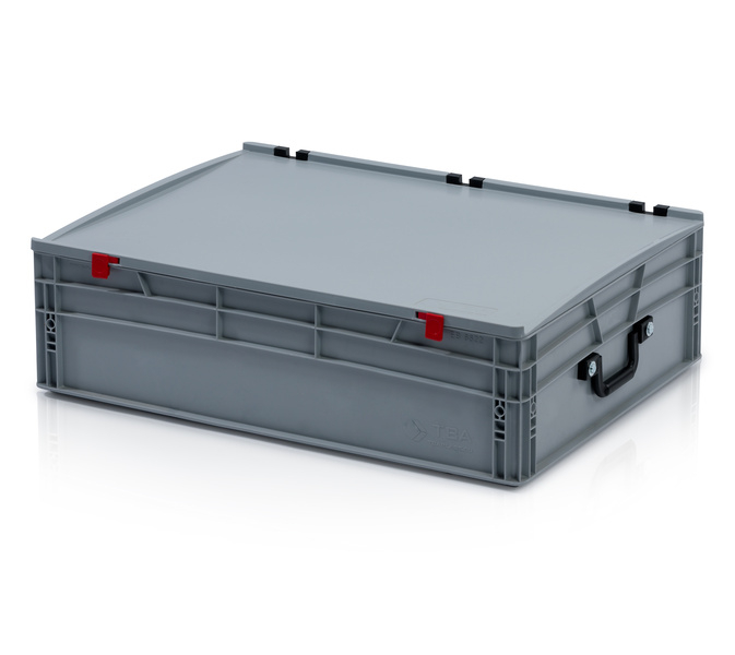 Eurobehälter mit Deckel 80x60x23,5 – 1 Koffergriff an der kurzen Seite