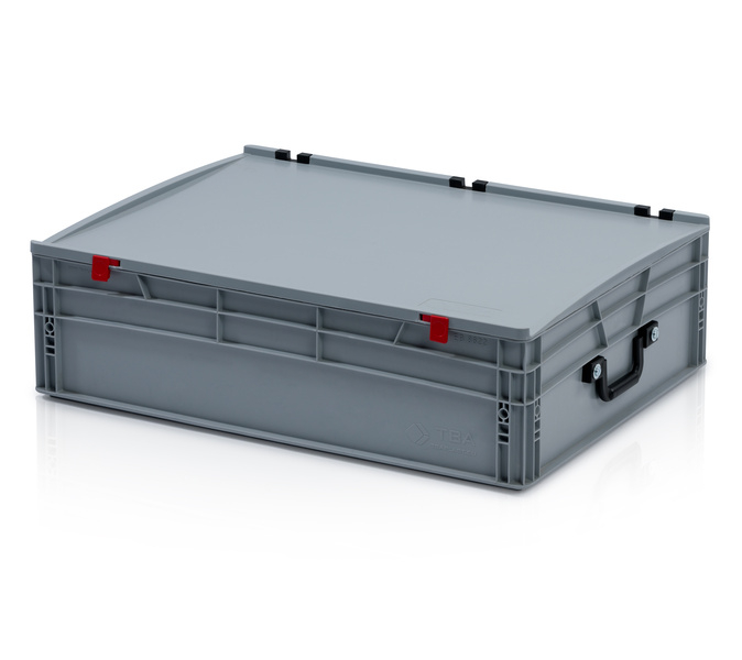 Eurobehälter mit Deckel 80x60x23,5 – 2 Koffergriffe an der kurzen Seite