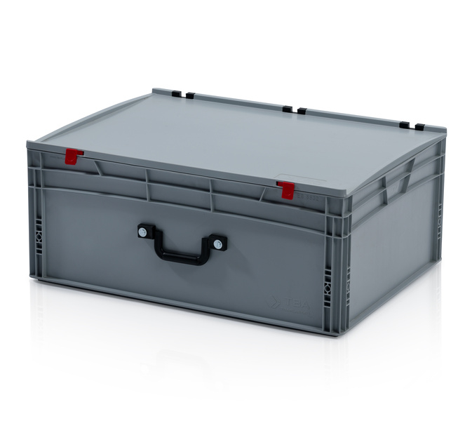Eurobehälter mit Deckel 80x60x33,5 – 1 Koffergriff an der langen Seite