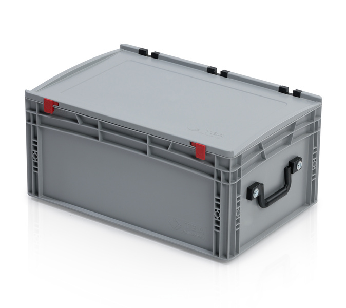 Eurobehälter mit Deckel 60x40x28,5 – 2 Koffergriffe an der kurzen Seite