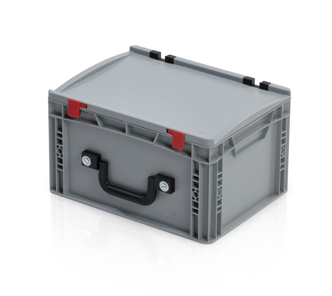 Eurobehälter mit Deckel 40x30x23,5 – 2 Koffergriffe an der langen Seite