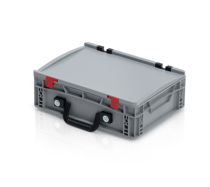 Eurobehälter mit Deckel 40x30x13,5 – 1 Koffergriff an der langen Seite