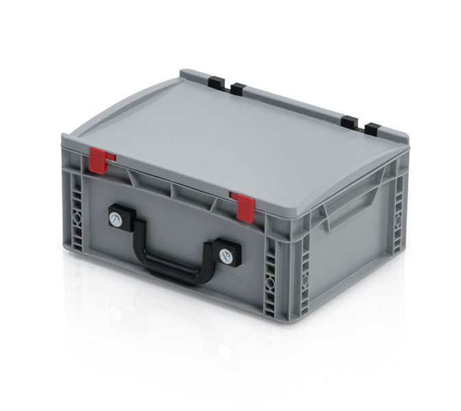 Eurobehälter mit Deckel 40x30x18,5 – 1 Koffergriff an der langen Seite