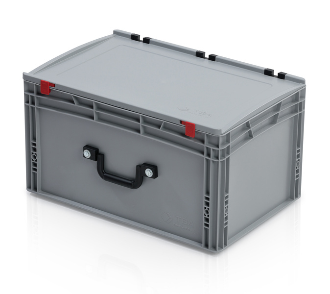 Eurobehälter mit Deckel 60x40x33,5 – 1 Koffergriff an der langen Seite