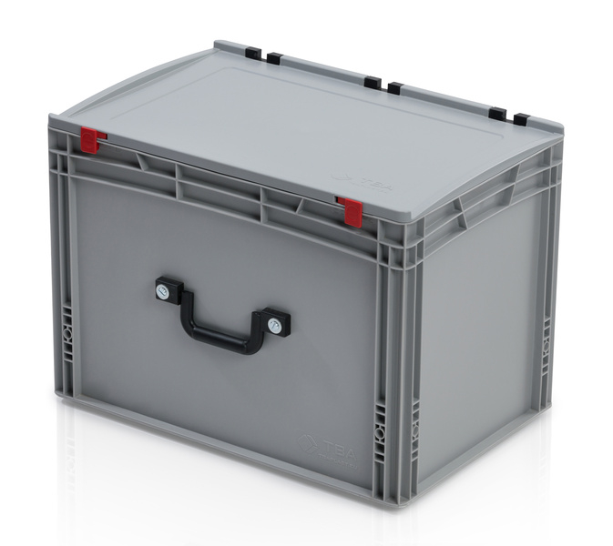 Eurobehälter mit Deckel 60x40x43,5 – 1 Koffergriff an der langen Seite
