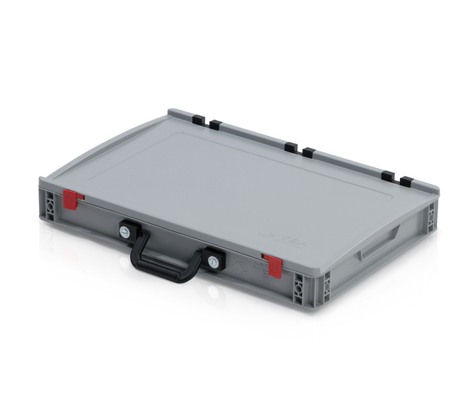 Eurobehälter mit Deckel 60x40x9 – 2 Koffergriffe an der langen Seite