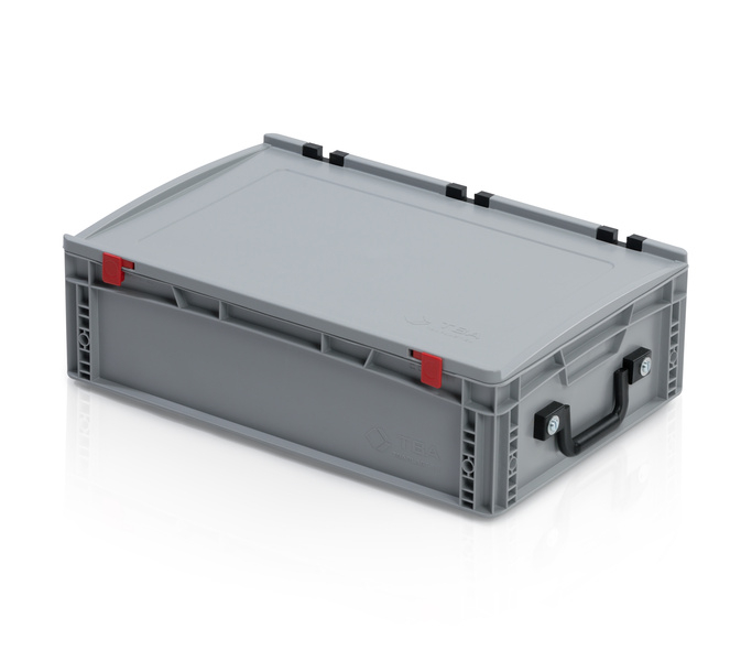 Eurobehälter mit Deckel 60x40x18,5 – 1 Koffergriff an der kurzen Seite