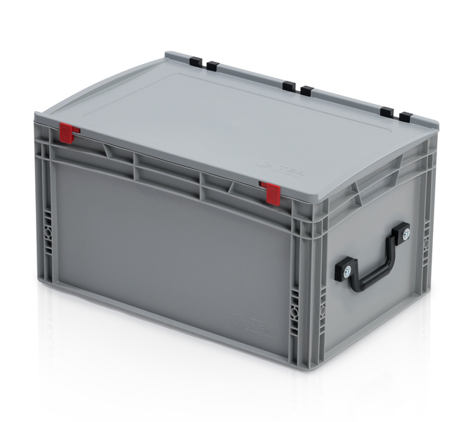 Eurobehälter mit Deckel 60x40x33,5 – 1 Koffergriff an der kurzen Seite
