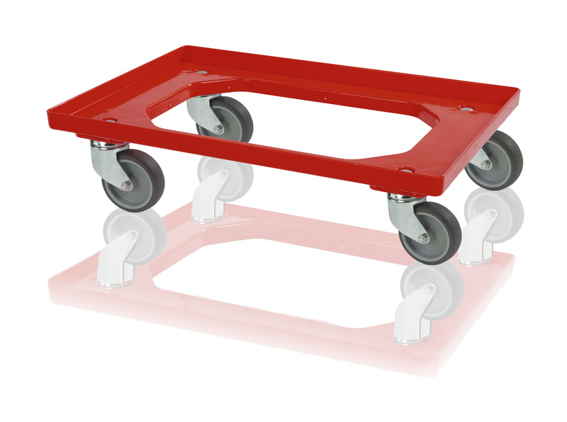 Transportroller 2 lenkbare + 2 feste Rollen rot