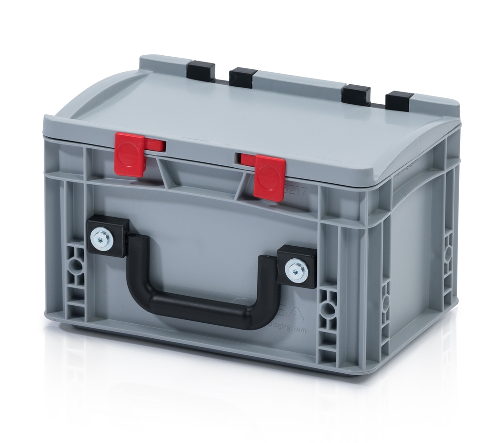 Eurobehälter mit Deckel 30x20x18,5 – 1 Koffergriff an der langen Seite
