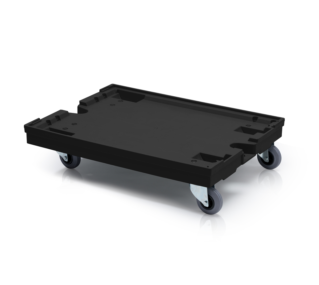 Transportroller 80x60 schwarz 4 lenkbare Gummirollen