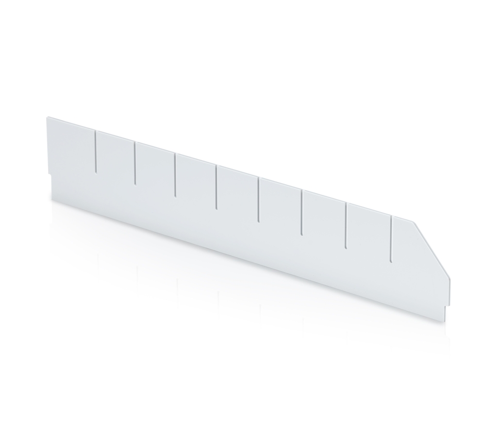 Längsunterteiler mit Ausschnitten für Regalkästen - 50x9 cm